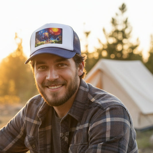 Bison on a Bicycle Trucker Hat