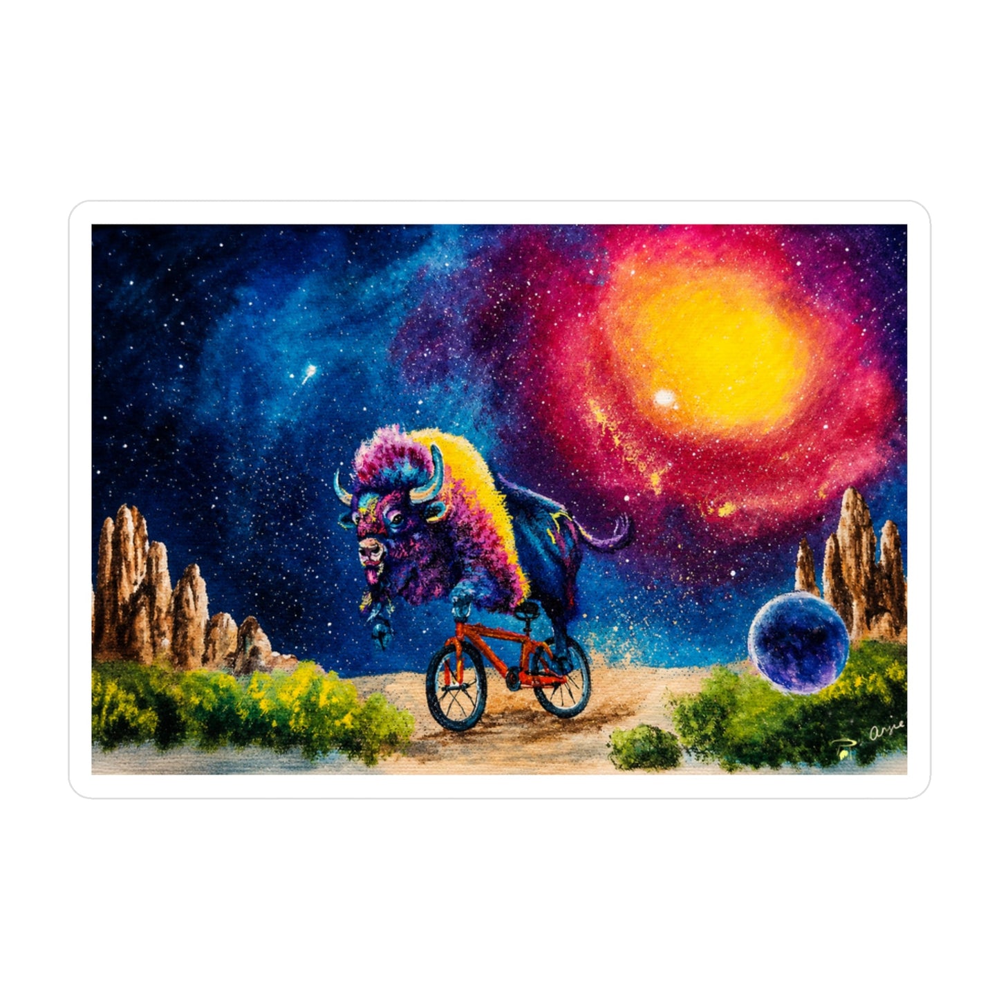 Bison on a Bicycle Sticker