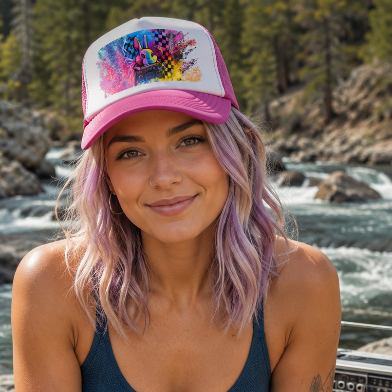 Retro Rabbit Trucker Hat